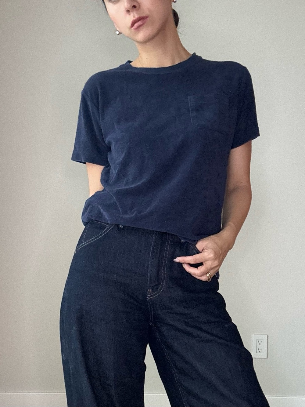 Textured Navy Pocket Tee